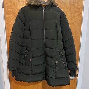 Lucky Brand Olive Green Jacket with Faux Fur Trim